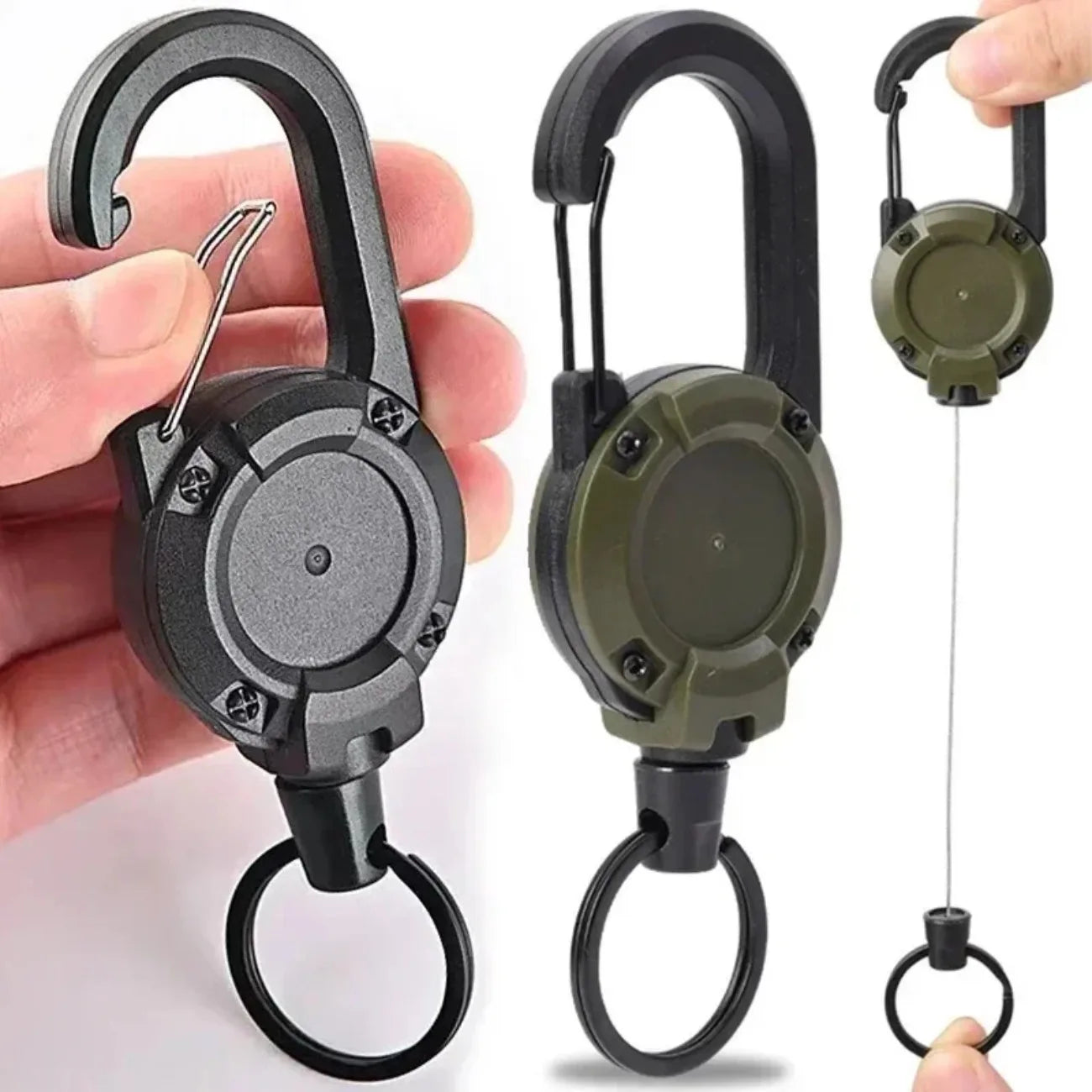 1Pcs Heavy Duty Retractable ID Badge Reels with Carabiner – Anti-Theft Keychain for Work, Hospital & Outdoor