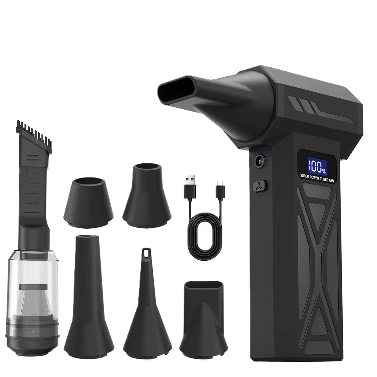Powerful Air Blower 110000Rpm 4 Gear Adjustable Turbo Jet Blower With Led Light Battery Display Cordless Compressed Air Duster